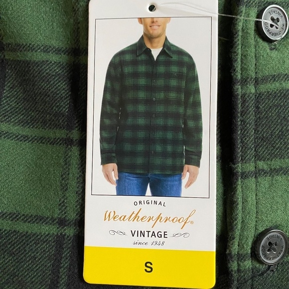 Weatherproof Vintage Flannel, Fleece Lined, Pockets, Green/Black Plaid Small NWT - Picture 2 of 14
